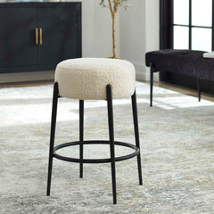 Arles Black/White Plush Counter Stool - Ornate Home