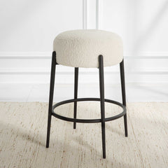 Arles Black/White Plush Counter Stool - Ornate Home