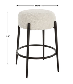 Arles Black/White Plush Counter Stool - Ornate Home
