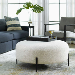 Arles White Large Plush Ottoman - Ornate Home