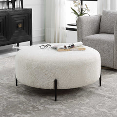 Arles White Large Plush Ottoman - Ornate Home