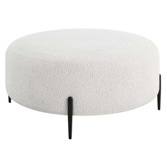 Arles White Large Plush Ottoman - Ornate Home