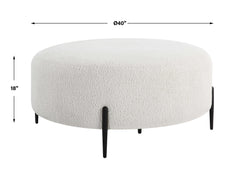 Arles White Large Plush Ottoman - Ornate Home