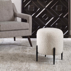 Arles White Shearling Ottoman - Ornate Home
