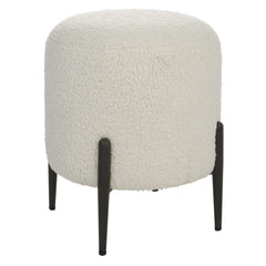 Arles White Shearling Ottoman - Ornate Home
