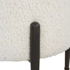 Arles White Shearling Ottoman - Ornate Home
