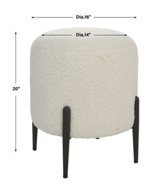 Arles White Shearling Ottoman - Ornate Home
