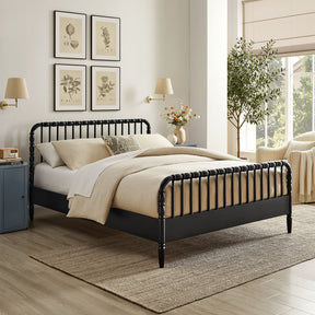 Arlette Black Queen Size Wood Spindle Bed Frame - Ornate Home