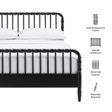 Arlette Black Queen Size Wood Spindle Bed Frame - Ornate Home
