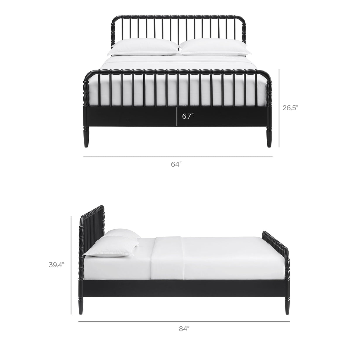 Arlette Black Queen Size Wood Spindle Bed Frame - Ornate Home