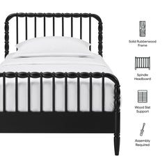 Arlette Black Twin Size Wood Spindle Bed Frame - Ornate Home