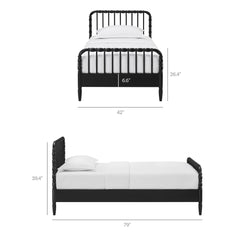 Arlette Black Twin Size Wood Spindle Bed Frame - Ornate Home