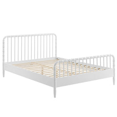 Arlette White King Size Wood Spindle Bed Frame - Ornate Home