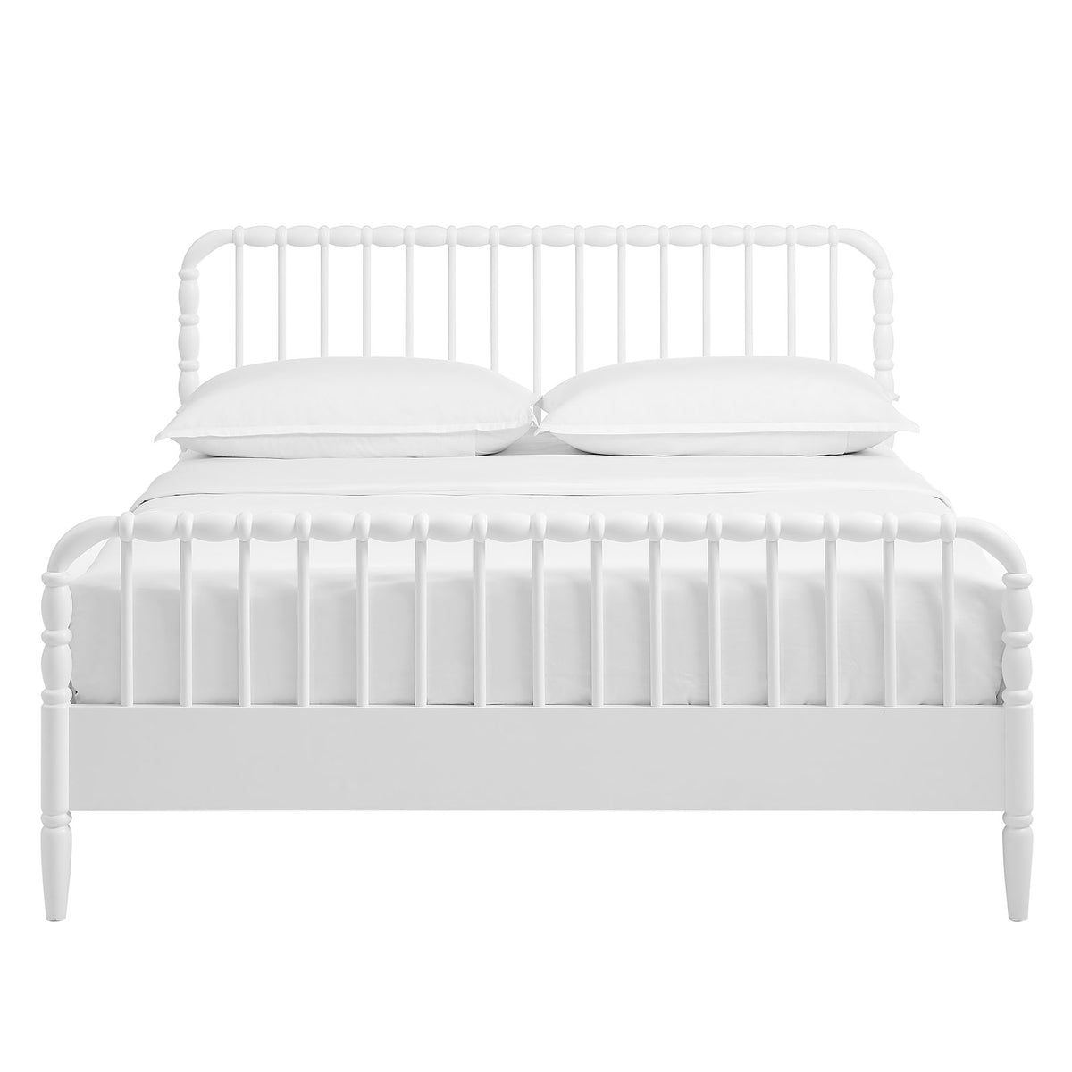 Arlette White Queen Size Wood Spindle Bed Frame - Ornate Home