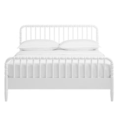 Arlette White Queen Size Wood Spindle Bed Frame - Ornate Home