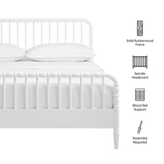 Arlette White Queen Size Wood Spindle Bed Frame - Ornate Home