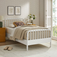 Arlette White Twin Size Wood Spindle Bed Frame - Ornate Home
