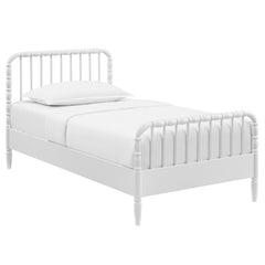 Arlette White Twin Size Wood Spindle Bed Frame - Ornate Home