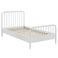 Arlette White Twin Size Wood Spindle Bed Frame - Ornate Home