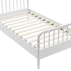 Arlette White Twin Size Wood Spindle Bed Frame - Ornate Home