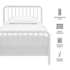 Arlette White Twin Size Wood Spindle Bed Frame - Ornate Home