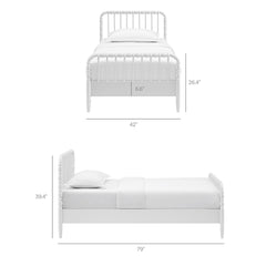 Arlette White Twin Size Wood Spindle Bed Frame - Ornate Home