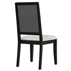 Arlo Black/Heathered Weave Ivory Faux Rattan and Wood Dining Side Chairs (Set of 2) - Ornate Home