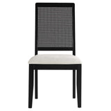 Arlo Black/Heathered Weave Ivory Faux Rattan and Wood Dining Side Chairs (Set of 2) - Ornate Home