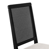 Arlo Black/Heathered Weave Ivory Faux Rattan and Wood Dining Side Chairs (Set of 2) - Ornate Home