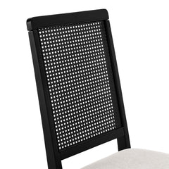 Arlo Black/Heathered Weave Ivory Faux Rattan and Wood Dining Side Chairs (Set of 2) - Ornate Home