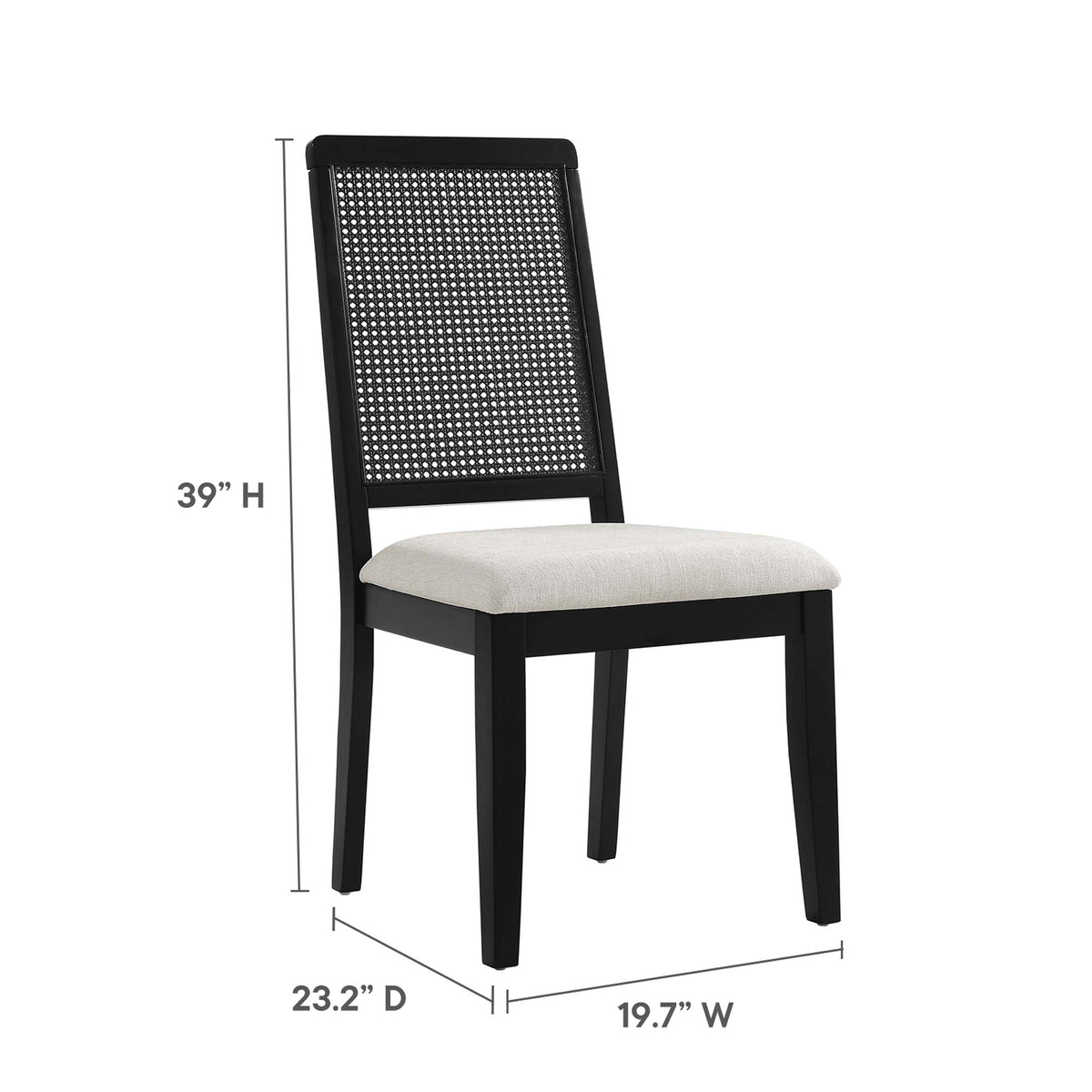 Arlo Black/Heathered Weave Ivory Faux Rattan and Wood Dining Side Chairs (Set of 2) - Ornate Home