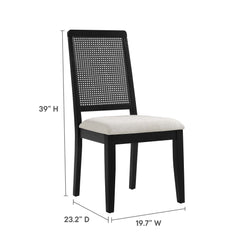 Arlo Black/Heathered Weave Ivory Faux Rattan and Wood Dining Side Chairs (Set of 2) - Ornate Home