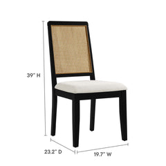 Arlo Black/Natural/Heathered Weave Ivory Faux Rattan and Wood Dining Side Chairs (Set of 2) - Ornate Home