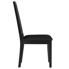 Arlo Black Vegan Leather Upholstered Faux Rattan and Wood Dining Side Chairs (Set of 2) - Ornate Home