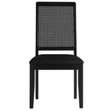 Arlo Black Vegan Leather Upholstered Faux Rattan and Wood Dining Side Chairs (Set of 2) - Ornate Home