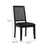 Arlo Black Vegan Leather Upholstered Faux Rattan and Wood Dining Side Chairs (Set of 2) - Ornate Home