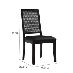 Arlo Black Vegan Leather Upholstered Faux Rattan and Wood Dining Side Chairs (Set of 2) - Ornate Home