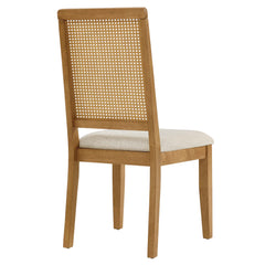 Arlo Natural Heathered Weave Light Beige Faux Rattan and Wood Dining Side Chairs (Set of 2) - Ornate Home