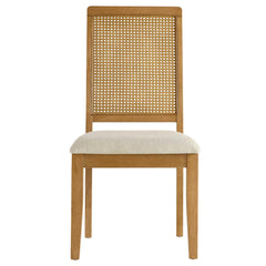 Arlo Natural Heathered Weave Light Beige Faux Rattan and Wood Dining Side Chairs (Set of 2) - Ornate Home
