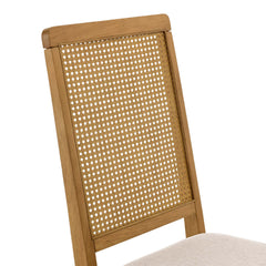 Arlo Natural Heathered Weave Light Beige Faux Rattan and Wood Dining Side Chairs (Set of 2) - Ornate Home