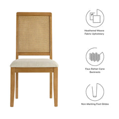 Arlo Natural Heathered Weave Light Beige Faux Rattan and Wood Dining Side Chairs (Set of 2) - Ornate Home