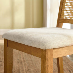 Arlo Natural Heathered Weave Light Beige Faux Rattan and Wood Dining Side Chairs (Set of 2) - Ornate Home