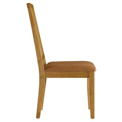 Arlo Natural/Tan Vegan Leather Upholstered Faux Rattan and Wood Dining Side Chairs (Set of 2) - Ornate Home