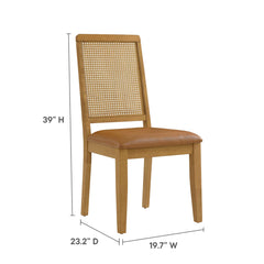 Arlo Natural/Tan Vegan Leather Upholstered Faux Rattan and Wood Dining Side Chairs (Set of 2) - Ornate Home