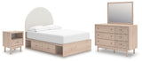 Arloster Brown/Tan/White Full Panel Storage Bed, Dresser, Mirror and Nightstand - Ornate Home
