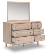 Arloster Brown/Tan/White Full Panel Storage Bed, Dresser, Mirror and Nightstand - Ornate Home