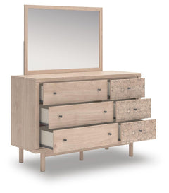 Arloster Brown/Tan/White Full Panel Storage Bed, Dresser, Mirror and Nightstand - Ornate Home
