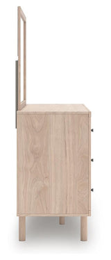 Arloster Brown/Tan/White Full Panel Storage Bed, Dresser, Mirror and Nightstand - Ornate Home