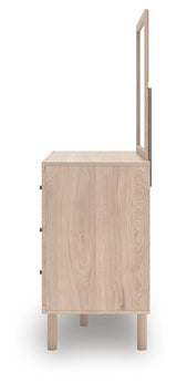 Arloster Brown/Tan/White Full Panel Storage Bed, Dresser, Mirror and Nightstand - Ornate Home