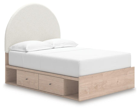 Arloster Brown/Tan/White Full Panel Storage Bed, Dresser, Mirror and Nightstand - Ornate Home